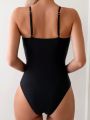 SHEIN Swim Chicsea Flower Embroidered One-Piece Swimsuit