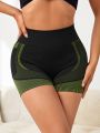 Yoga Future Striped Print Wideband Waist Sports Shorts