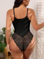 Plus Size Lace Splice Bodysuit