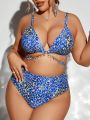 SHEIN Swim SXY Plus Size Metallic Chain Print Swimsuit Set