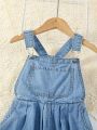 Toddler Girls' Light Wash Denim Overalls