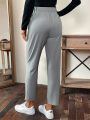 SHEIN LUNE Solid Color Drawstring Waist Long Pants