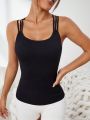 SHEIN Yoga Basic Criss Cross Back Sports Tank Top