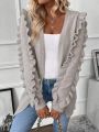 SHEIN Essnce Ruffle Trim Open Front Cardigan