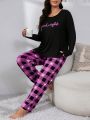 Plus Size Plaid Pattern Casual Home Clothes