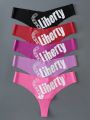 Ladies' Seamless Thong With Letter Pattern