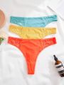 3pcs/Set Women'S Lace Splicing Thong