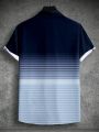 Manfinity Homme Men'S Gradient Striped Short Sleeve Shirt