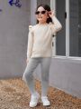 SHEIN Little Girls' Casual Skinny Knit Pants