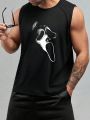 Manfinity LEGND Men's Plus Size Sleeveless Top With Halloween Ghost Face Print