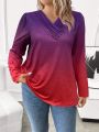 Plus Size Women's Ombre Long Sleeve T-shirt