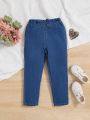 SHEIN Young Girl Bow Front Jeans
