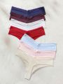 SHEIN Ladies' Solid Color Lace Thong Panties Set