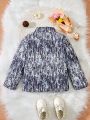 Baby Girl Allover Print Mock Neck Winter Coat