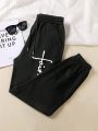 Letter Graphic Drawstring Waist Sweatpants