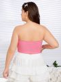 SHEIN Qutie Women's Pink Strapless Top With Bow Decoration