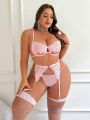 SHEIN Plus Size Hollow Out Lace Sexy Lingerie Set