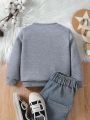 Toddler Girls' Long Sleeve Sweatshirt And Sweatpants Set With Heart Pattern