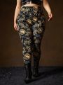 HOUSE OF THE DRAGON X SHEIN Plus Size Dragon And Letter Pattern Leggings