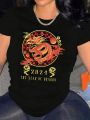 SHEIN Slayr Plus Size Chinese Dragon And Slogan Printed Short Sleeve T-Shirt
