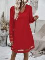 Ladies' Mesh Splice Long Sleeve Dress