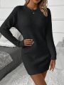 Women's Solid Color Batwing Sleeve Short Knitted Sweater Dress