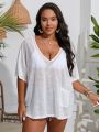 SHEIN Swim Vcay Plus Solid Batwing Sleeve Cover Up