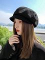 1pc Beret Hat Cloud Shape For Women, Retro & Versatile Foldable Octagonal Cap For Autumn & Winter