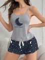 Women's Moon Print Pajama Set