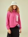 In My Nature Letter Graphic Zip Half Placket Fleece Sweatshirt