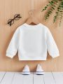 Baby Boys' Casual Round Neck Sweatshirt With 2024 New Year Slogan Print