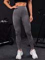 Wide Waistband Contrast Panel Sports Leggings