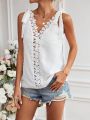 Women'S V-Neck Texture Splicing Tank Top