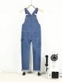 Tween Boys Size Denim Jumpsuit With Pockets