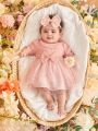 SHEIN Baby Girl'S Gorgeous And Romantic Fashionable Net Yarn Dress With Big Bow