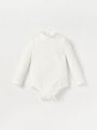 Cozy Cub Baby Girl Solid Color Long Sleeve Stand Collar Bodysuit Two Piece Set