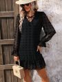 Women'S Off Shoulder Long Sleeve Ruffle Dress