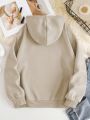 SHEIN Essnce Dog & Letter Graphic Kangaroo Pocket Drawstring Thermal Hoodie