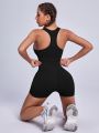 Yoga Basic 2pcs Seamless High Stretch Yoga Set Sports Suit Racer Back Tank Hip-hugging Shorts