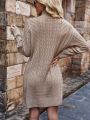 SHEIN Frenchy Batwing Sleeve Twist Knit Sweater Dress