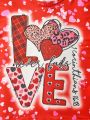SHEIN Kids Nujoom Tween Girls' Full Print Alphabet & Heart Pattern Short Sleeve T-shirt