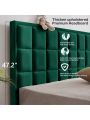 Flolinda King Bed Frame Upholstered Platform King Size Bed Frame with Headboard Strong 42pcs Slats, No Box Spring Needed, Easy Assembly Green