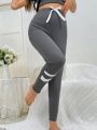 Women's Knitted Color Block Skinny Warm Leggings