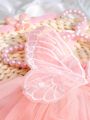 2pcs/Set Newborn Baby Girl Photography Outfit Winged Butterfly Dress And Headband For Full Month Celebration Photoshoot