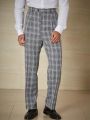 SHEIN Men Plus Plaid Print Slant Pocket Suit Pants