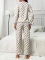 Floral Print Contrast Binding PJ Set