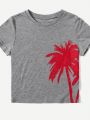 SHEIN Kids SUNSHNE Boys' Casual Coconut Tree Pattern Suit For Vacation