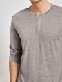 Manfinity Homme Men'S Solid Color Knit Casual Long Sleeve T-Shirt