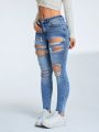 Women'S Slim Fit Distressed Denim Jeans