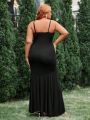 SHEIN SXY Plus Size Women'S Fish Tail Hem Strap Dress